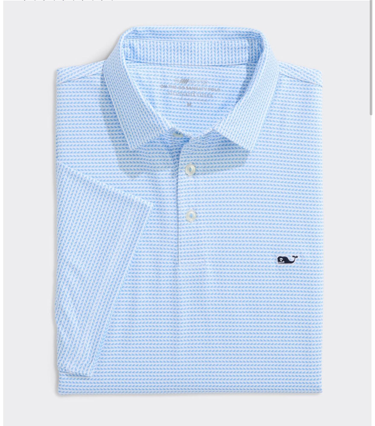Vineyard Vines Golf Shirt Polo Micro WavesPrint Sankaty Large Blue NWT MSRP $110