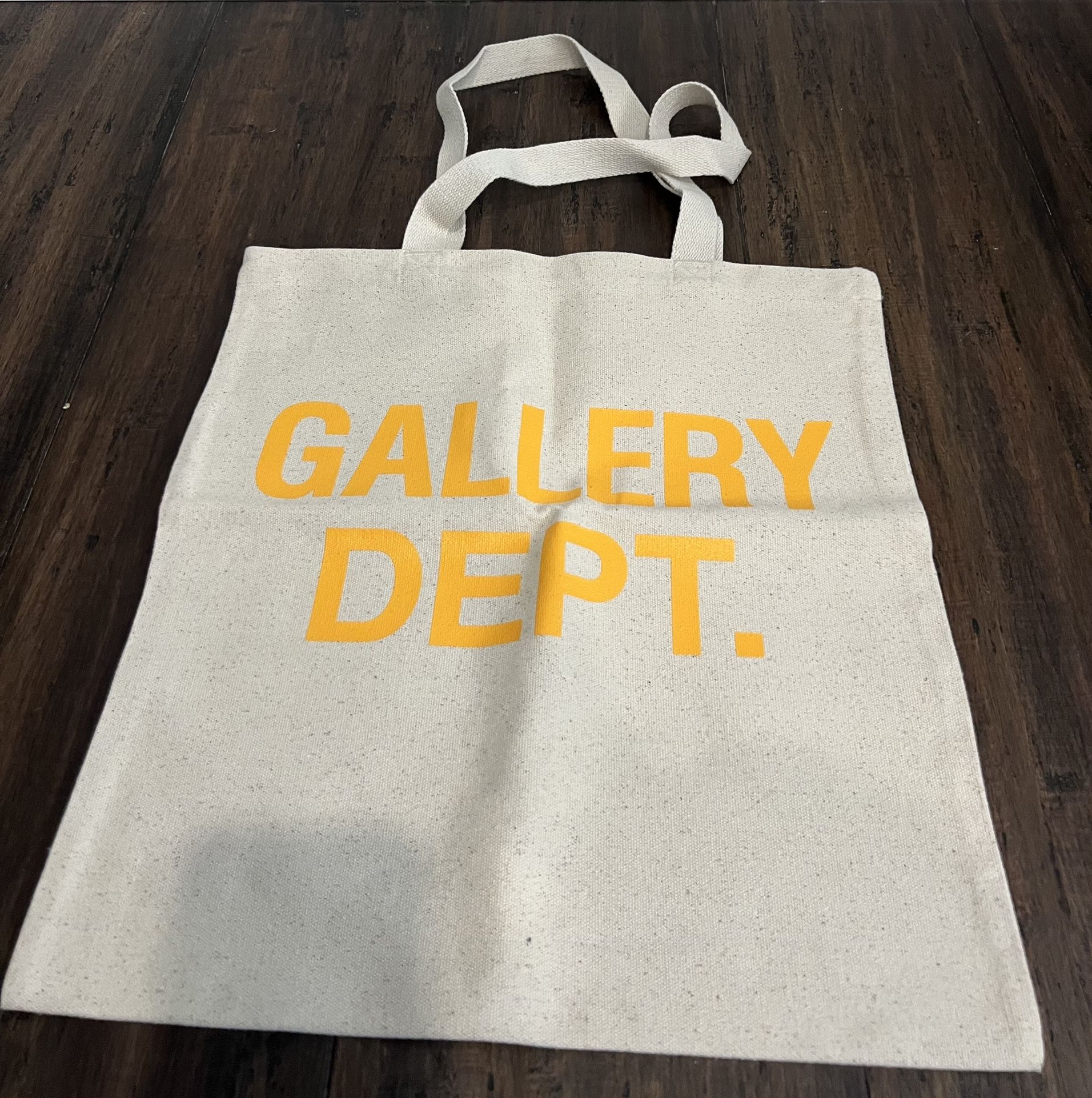 Gallery Dept Vintage Logo Tote Bag 15x15.5 Canvas Tan Yellow Black
