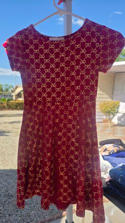 Red Gold Heart Print Dress