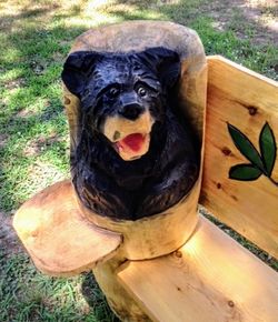 Chainsaw Carved Log Bear Benches