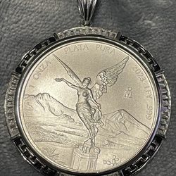 Mexico 1 oz libertad silver versace bezel pura plata pendant Centenario