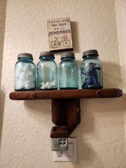 Vintage Ball Mason Blue Glass Jars with Zinc Lids-Set of 4