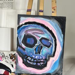 Cotton Candy Skull Painting 16x20 