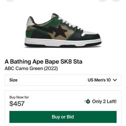 BAPE STA ABC CAMO GREEN SIZE 10 