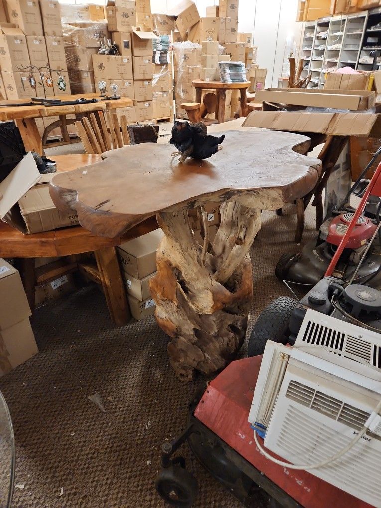 Teak Slab Top Bar Table