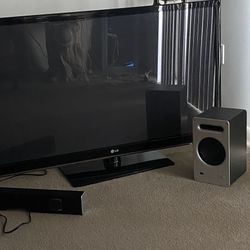 LG 50in Plasma TV W Soundbar & Subwoofer