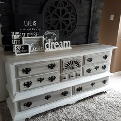 Extra Large Rustic Grey And White Dresser 