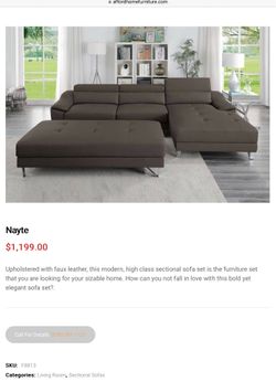 Sectional Faux Leather Couch w/ Ottoman