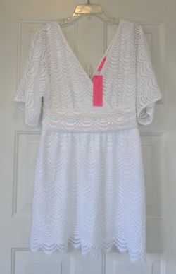 Lilly Pulitzer Parigi Skort Romper Resort White Scalloped Lace Size  XL NWT