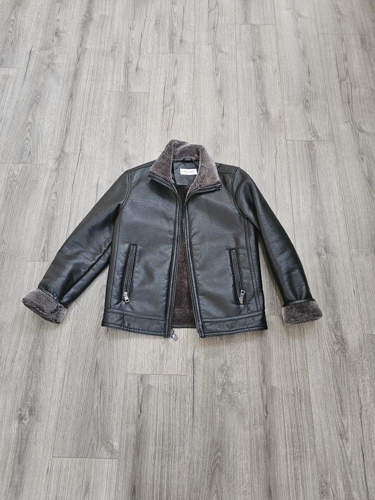 Calvin Klein Leather Bomber Jacket Mens Size Small