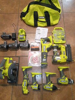 Ryobi ONE+ 18V cordless 6-tool upgraded kit + 4 batteries BRAND NEW