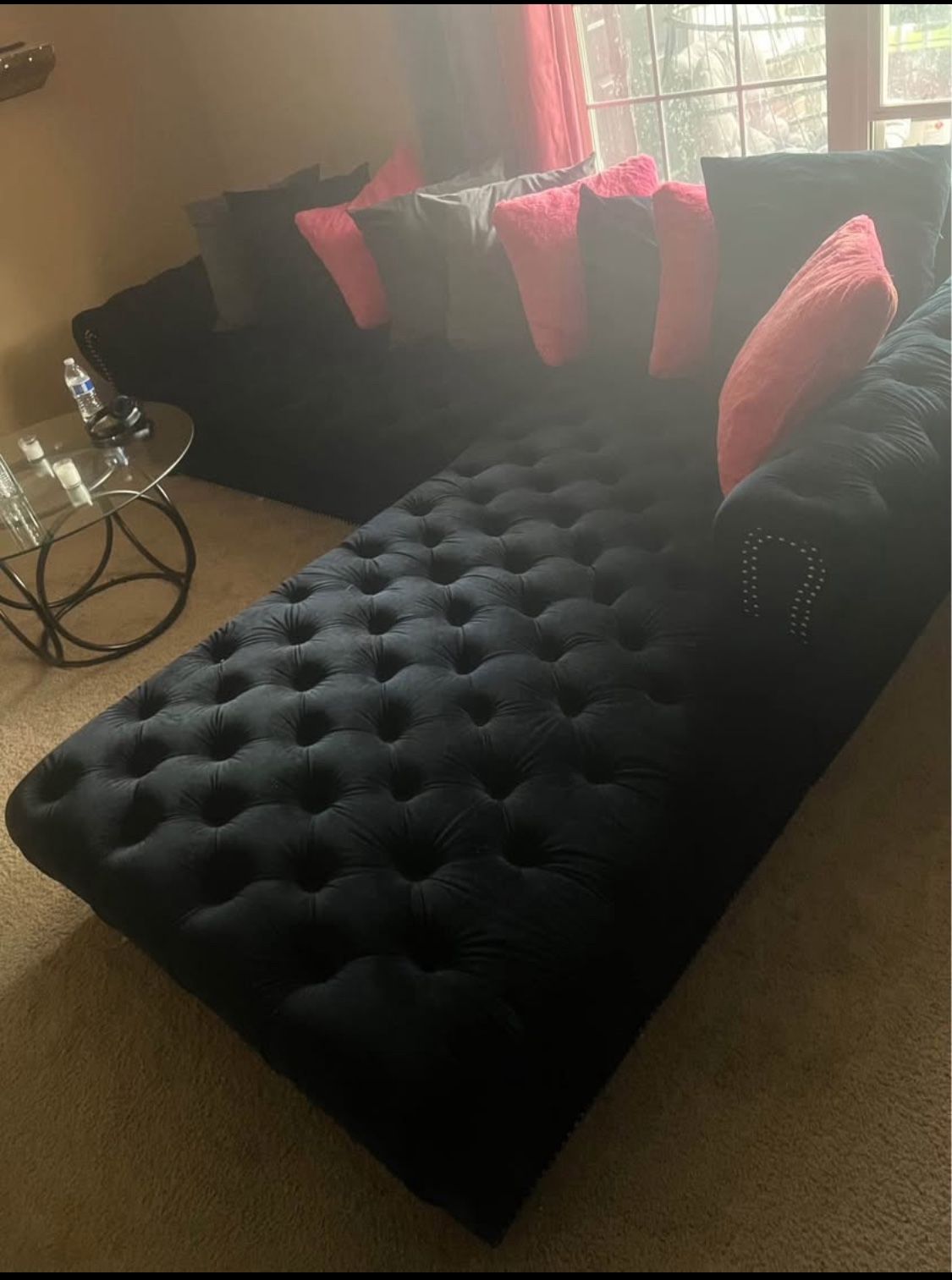 Velour Black Couch