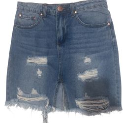 Signature by Levi Strauss distressed denim mini skirt,