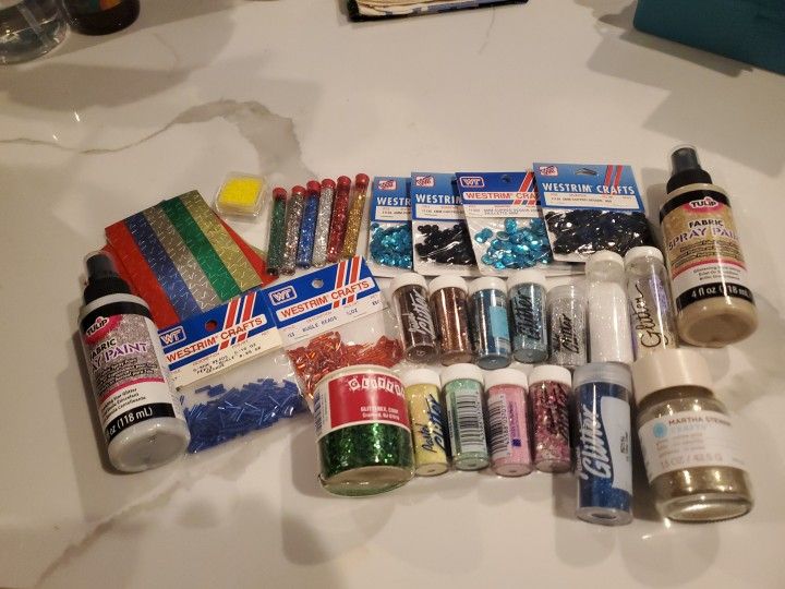 Arts Crafts Sewing Jewelry Scrapbook Supplies Bundle: Sequins, Beads, Glitter