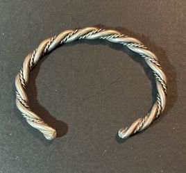 Vtg Navajo Heavy Sterling (Tested) Twisted Cable Cuff Bracelet