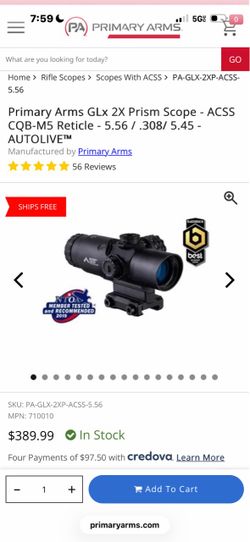 Primary arms 2x scope