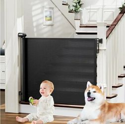 Retractable Baby Gates for Stairs & Doorways, Dog Gate 0-54" W × 34" H, Black