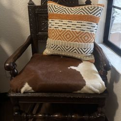 Cowhide Carved Chair 