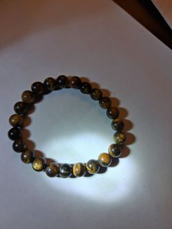 Spiritual Bead Bracelet,  Tigers Eye Stretch Natural Stone 19.6 Gram.
