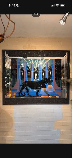 Beautiful 80s black panther 🐆 wall mirror  art 60 by 48
