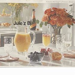 Princess House.  Set De Jarra Y 4 Copas Con Pedestal Nuevas En Sus Cajas  