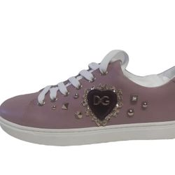 Dolce & Gabbana Pink Leather Devotion Sneakers