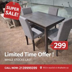 5 Piece Dining Table Set  ( Table + 4 Chairs ) 43" x 27" x 29"H