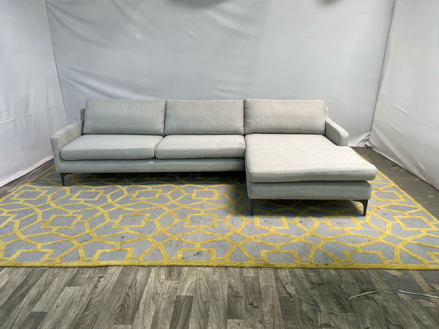( Delivery Available ) All Modern Jones Light Gray Sectional Couch