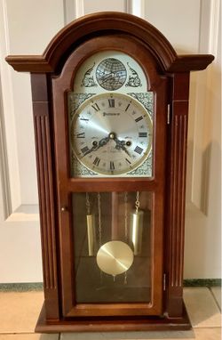 Vintage Parliament 31 Day Chime Wall Clock Tempus Fugit Dark Wood 27"