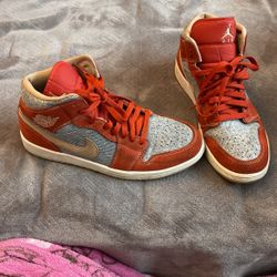Nike Air Jordan 1 Mid SE Denim Red Cinnabar