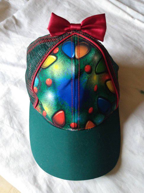 Christmas Baseball Hat W/ Bow On Top