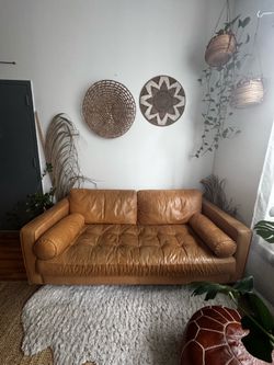 Article Sven Cognac Tan Leather Couch - Mid Century Modern"
