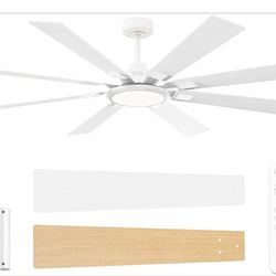 New - 62" 8-Blade White Ceiling Fan