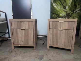 Set Of 2 Nightstands With Outlets