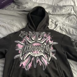 Black And Pink  Large Affliction Hoodie