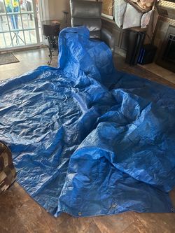 Large Blue Poly Tarp with Grommets 10x11