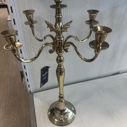 Martha Stewart brass Halloween candle holder candelabra with bat details 23 inch