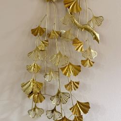 Golden Ginkgo Leave Metal Wall Art 