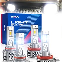 KAX 2025 10X Brightener 9005 H11 Led Bulbs Combo for Car Owners, 100000Lm HB3 H9 for Drivers at Night, H11 During Bad Weather, HB3 H8 1:1 Real Size, 1