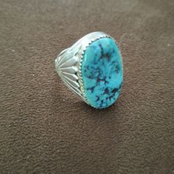 Men's Silver and Turquoise & Silver Ring
