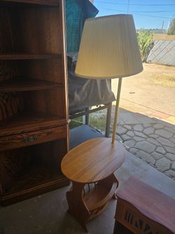 Magazine storage side table with lamp