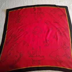 Animal Pattern Scarf Red/Black 34 1/2 x 34 1/2 