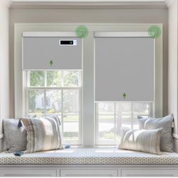Motorized Blinds with Remote, Blackout Cooling Automatic Shades with Solar Panel Cordless Smart Blinds for Windows, Custom Electric Blinds Horizontal