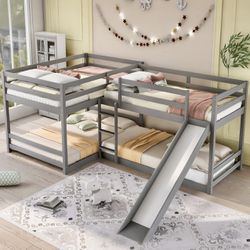 4 Bunk Bed And 3 Memory Foam  Mattresses Included 