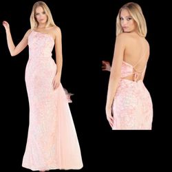 New With Tags Blush Sequin & Tulle Long Formal Dress & Prom Dress $215
