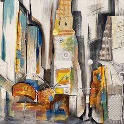 Far East Collection Paintings 3D Metal Art and Oil 3D textured Sunflower Painting.