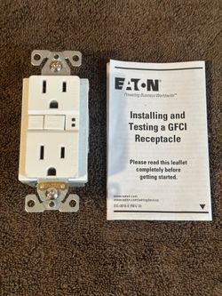 NEW Eaton 15A Self-Test GFCI Outlet (White) - Unused