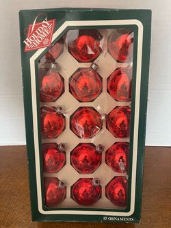 1990's Holiday Home Rauch Set 15 Red Christmas Mercury Glass Ornaments