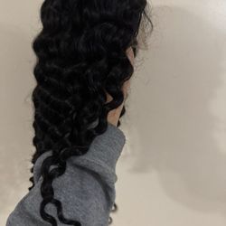 4*4 deep wave lace front wig human hair wig 18 inch