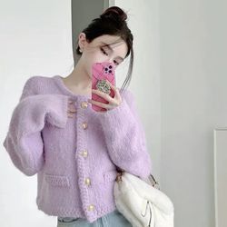 Brand New Designer Women's Small Purple Lavender Mohair  Cardigan Sweater